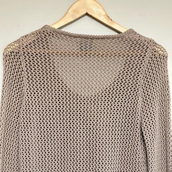 C&C California Fisherman Open Knit Sweater Top Women S Tan Beach Vacation Cruise - Picture 5 of 12